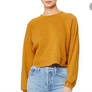 Ann Taylor Loft Marigold Mustard Yellow Crewneck Raglan Top 100% Cotton Medium